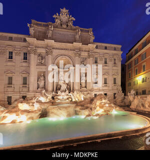Trevi Fountain, Fontana di Trevi, Dawn, Rome, Lazio, Italy Stock Photo