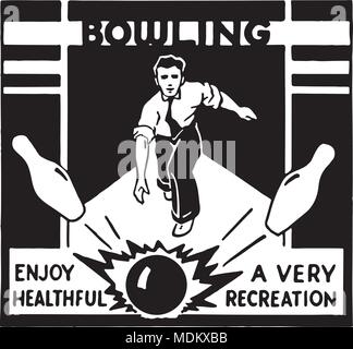 Bowling - Retro Ad Art Banner Stock Vector