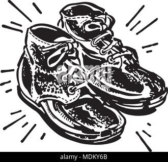 Bronzed Baby Shoes - Retro Clipart Illustration Stock Vector