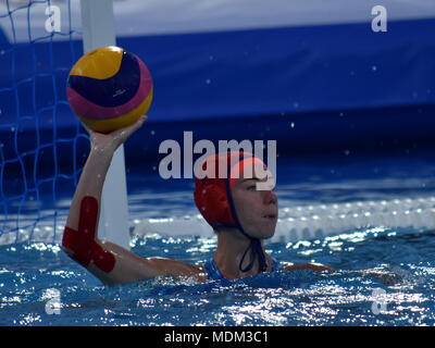 Budapest, Hungary - Jul 16, 2017. ZHARKIMBAYEVA Alexandra (KAZ) goalkeeper in the preliminary round. FINA Waterpolo World Championship was held in Alf Stock Photo