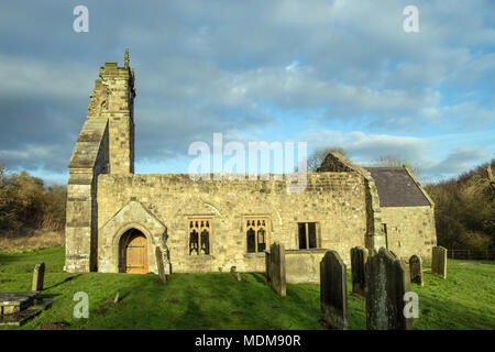 The Ruined Church at Wharram Percy Deserted Village, East Yorkshire, UK Stock Photo