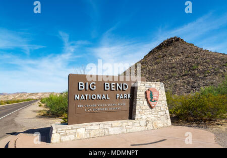 Texas, Big Bend National Park, entrance sign Stock Photo