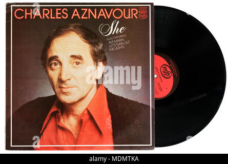 She album by Charles Aznavour Stock Photo