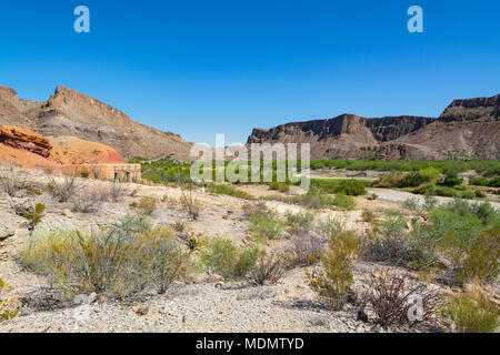 Texas, Big Bend Ranch State Park, Contrabando movie location near Lajitas at Rio Grande river Stock Photo