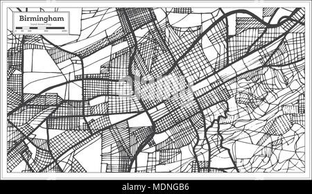 Birmingham Alabama USA City Map in Retro Style. Outline Map. Vector Illustration. Stock Vector