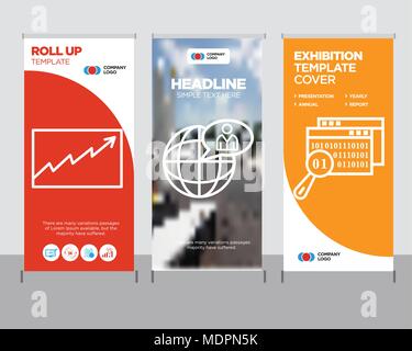 Data search modern business roll up banner design template, Global user creative poster stand or brochure concept, Data analytics cover publication Stock Vector
