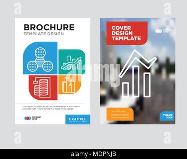 Bars and data analytics brochure flyer design template with abstract photo background, Stream graphic, Bars chart, Database Analysis, Pie graphic comp Stock Vector