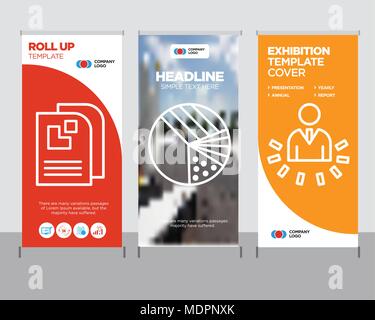User data analytics modern business roll up banner design template, Pie graphic with four areas creative poster stand or brochure concept, Data page c Stock Vector