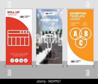 Data interconnected modern business roll up banner design template, Data analytics creative poster stand or brochure concept, Table for data cover pub Stock Vector