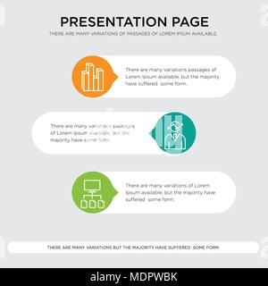 Data flow, Human graphics, Stream graphic presentation design template in orange, green, yellow colors with horizontal and rounded shapes Stock Vector