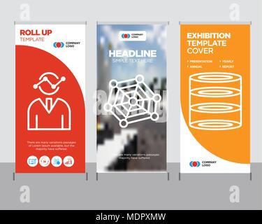 data analytics modern business roll up banner design template, radar chart with pentagon creative poster stand or brochure concept, Human graphics cov Stock Vector
