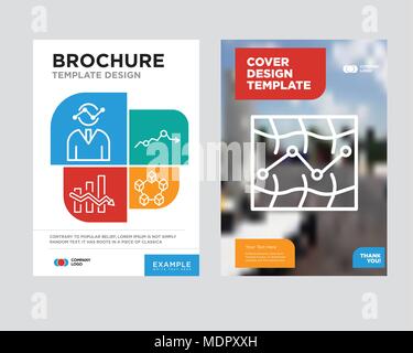 Stock brochure flyer design template with abstract photo background, Data interconnected, Missing data on analytics, Data analytics descendant, Human  Stock Vector
