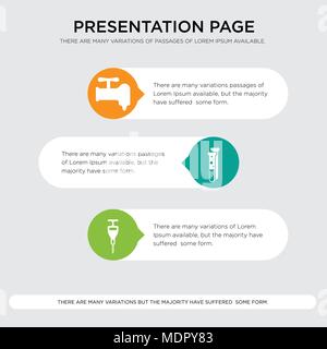 puncher, capsule, crane presentation design template in orange, green, yellow colors with horizontal and rounded shapes Stock Vector