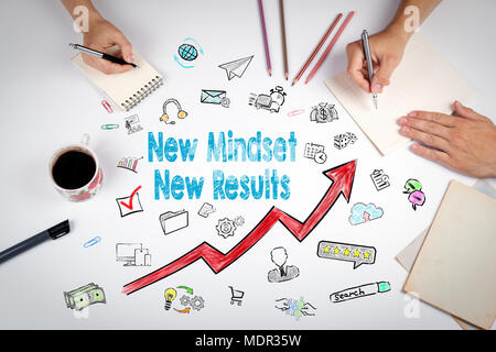 New Mindset New Results Concept. The meeting at the white office table Stock Photo