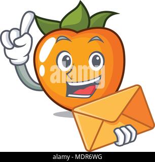 With envelope persimmon character cartoon style vector illustration Stock Vector