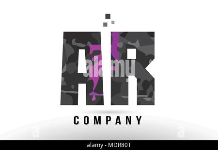purple black alphabet letter ar a r logo combination design suitable ...
