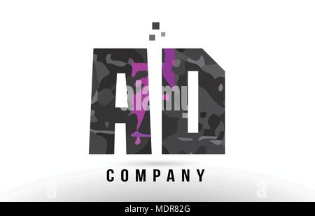 AD A D Purple Letter Logo Design with Creative Liquid Effect Flowing ...