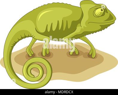 Green chameleon isolated on white. This vector illustration can be used as a print on T-shirts or other uses Stock Vector