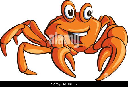 Funny crab isolated on white. This vector illustration can be used as a print on kid's T-shirt or other uses Stock Vector