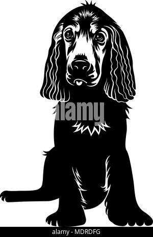 Vector hand drawn silhouette of a cute puppy dog. T-shirt print graphics Stock Vector