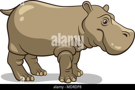 Hippopotamus in cartoon style isolated on white. This vector illustration can be used as a print on kid's T-shirt or other uses Stock Vector