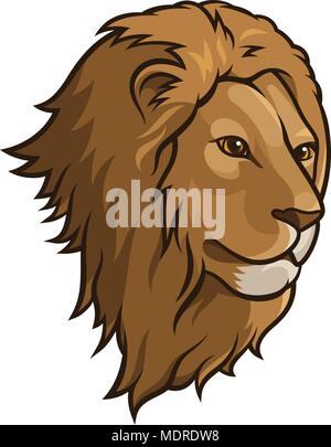 Lion head isolated on white. This vector illustration can be used as a print on T-shirts, tattoo element or other uses Stock Vector