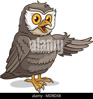 Cute owl isolated on white. This vector illustration can be used as a print on T-shirts or other uses Stock Vector