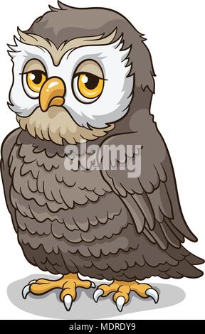 Cute owl isolated on white. This vector illustration can be used as a print on T-shirts or other uses Stock Vector