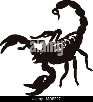 Silhouette of scorpion isolated on white. Vector illustration. Black and white Stock Vector