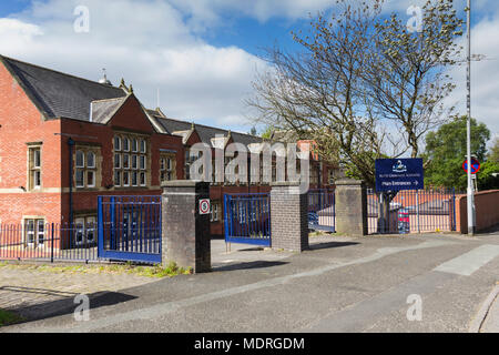 Bury Grammar school main entrance on Tenterden Street, Bury, Greater Manchester Stock Photo