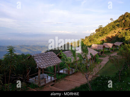 Chiang Mai, Thailand - September 14, 2013: Dining with a view at Moncham mountaintop resort Stock Photo