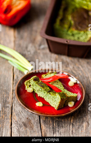 Vegetarian omelet with wild garlic and stinging nettles Stock Photo