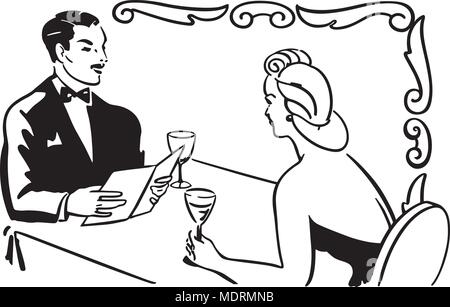 Couples Dining Retro Clipart Illustration Stock Vector Art