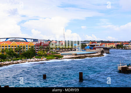 Shops and Resort On Coast of Curacao Stock Photo
