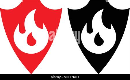 Sheild with fire protection. Vector icon Flat style Stock Vector