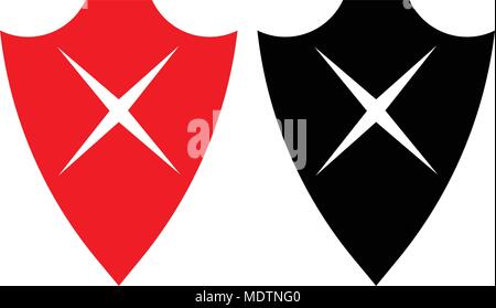 Vector shield. cross icons. Vector icon Flat style Stock Vector
