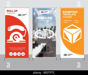 Package cube box for delivery modern business roll up banner design template, International delivery creative poster stand or brochure concept, teleph Stock Vector