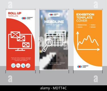 Data modern business roll up banner design template, Data search creative poster stand or brochure concept, Monitor analytic cover publication Stock Vector