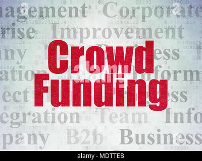 Finance concept: Painted red text Crowd Funding on Digital Data Paper background with   Tag Cloud Stock Photo