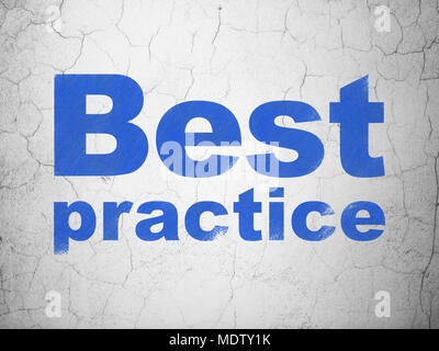 Learning concept: Blue Best Practice on textured concrete wall background Stock Photo
