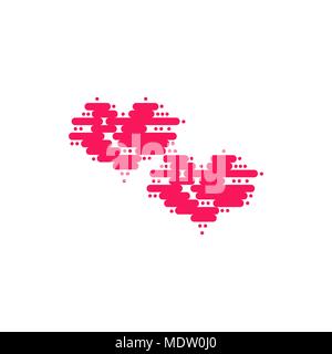 Two heart of floating clouds. Heart icon, modern minimal flat design style. Vector illustration isolated on white background, love symbol Stock Vector