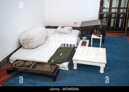 ascetic living conditions of Mahatma Gandhi in the house of the Museum where he lived the last days of his life Stock Photo