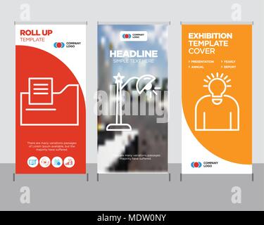 idea modern business roll up banner design template, lightbulb creative poster stand or brochure concept, document folder cover publication Stock Vector