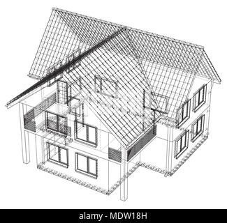 House wire blueprint - isolated over a white background Stock Vector