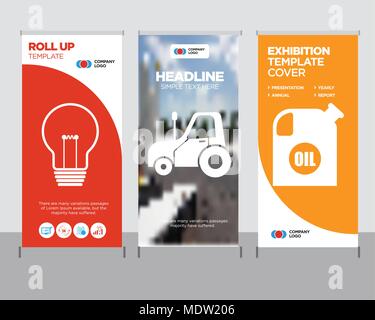 autotruck modern business roll up banner design template, oil container ...