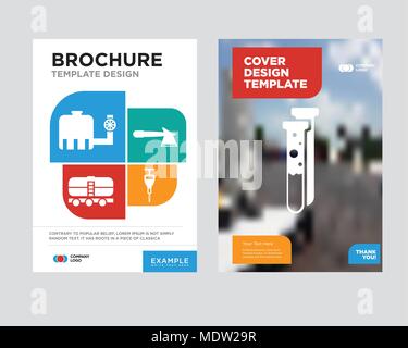 capsule brochure flyer design template with abstract photo background, puncher, hatchet, train, water tank minimalist trend business corporate roll up Stock Vector