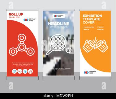 Beer modern business roll up banner design template, Table tennis creative poster stand or brochure concept, Drone cover publication Stock Vector
