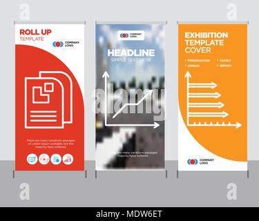 Analytic modern business roll up banner design template, Data analytics descending creative poster stand or brochure concept, Data page cover publicat Stock Vector