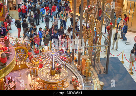 HONG KONG - DECEMBER 25, 2015: Christmas decorations at the Landmark shopping mall in Hong Kong. Stock Photo