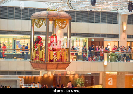HONG KONG - DECEMBER 25, 2015: Christmas decorations at the Landmark shopping mall in Hong Kong. Stock Photo